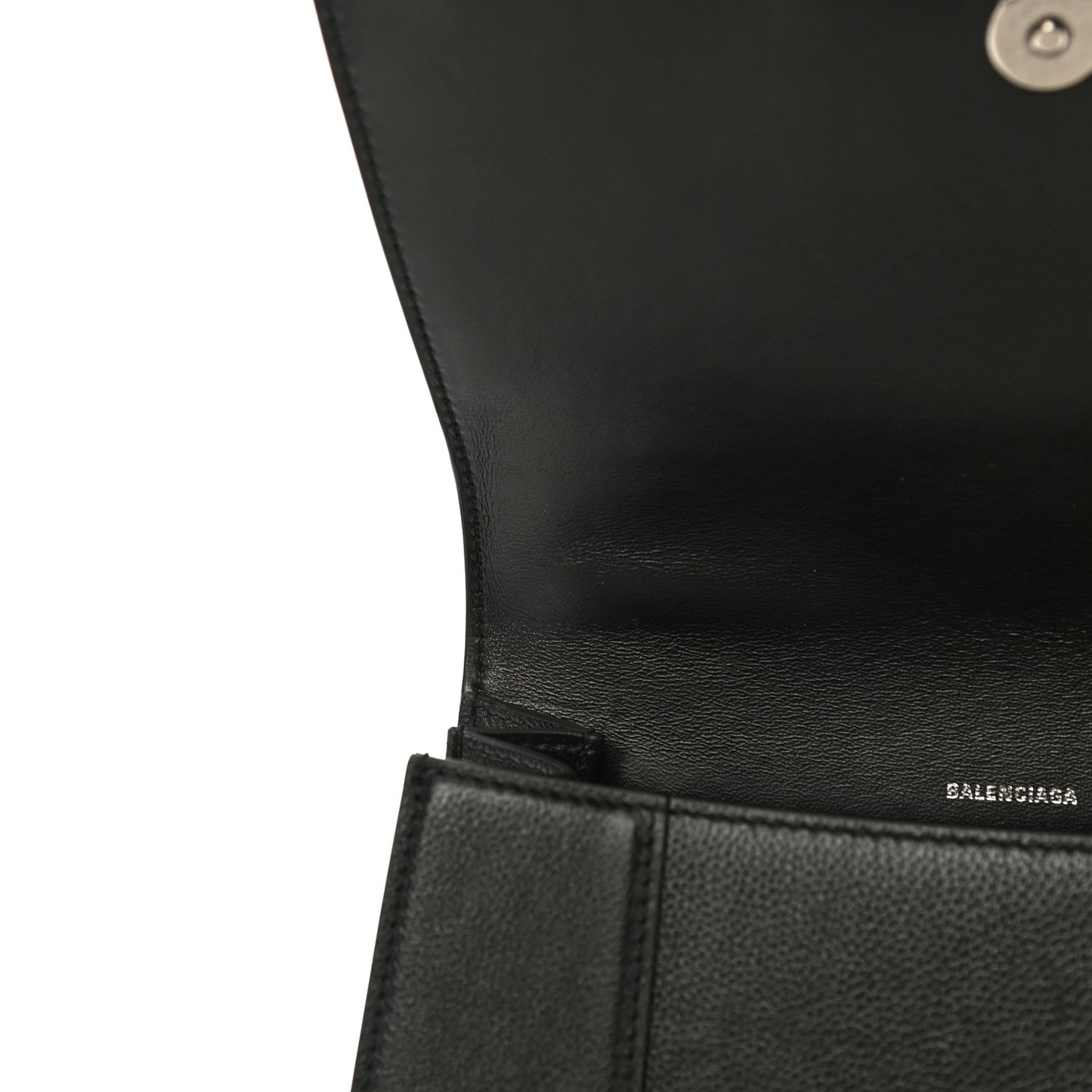 Grained Calfskin Medium Hourglass Top Handle Bag Black