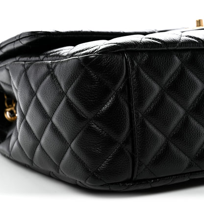 Chanel Grained Calfskin Quilted XXL Travel Flap Bag Black 9 of 10