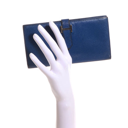 Hermes Chevre Mysore Bearn Wallet Brighton Bleu 2 of 9