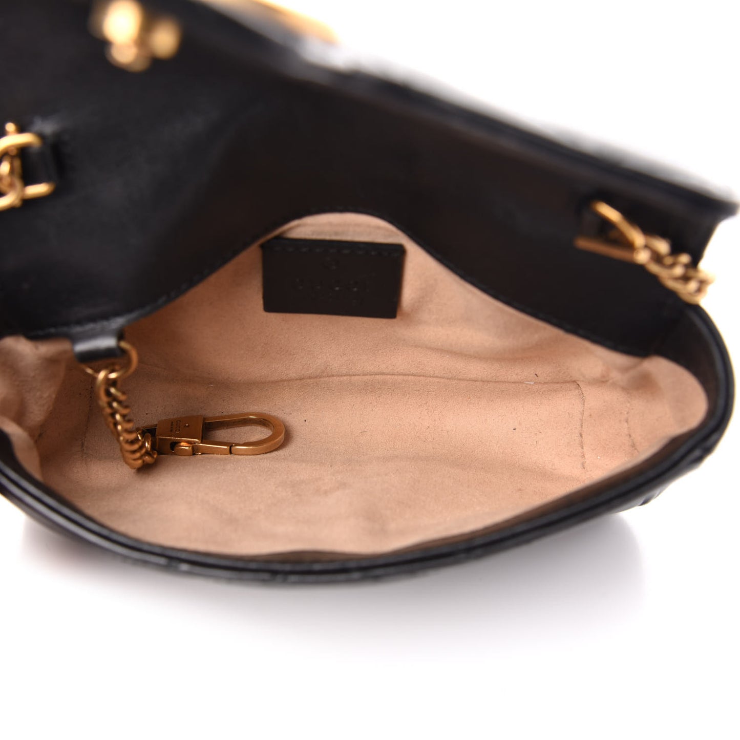 Calfskin Matelasse Super Mini GG Marmont Shoulder Bag Black