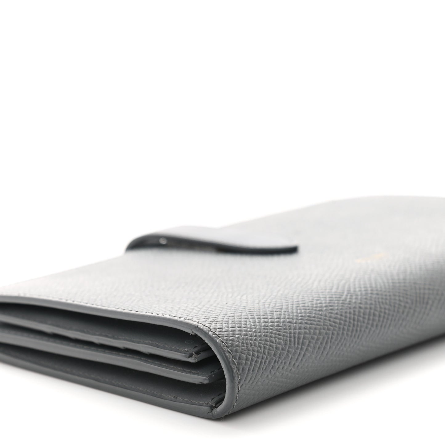 Grained Calfskin Large Multifunction Strap Wallet Grey