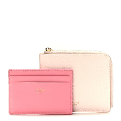 Celine Drummed Calfskin Medium Half Zip Multifunction Wallet Coin Purse Pink 2 of 11
