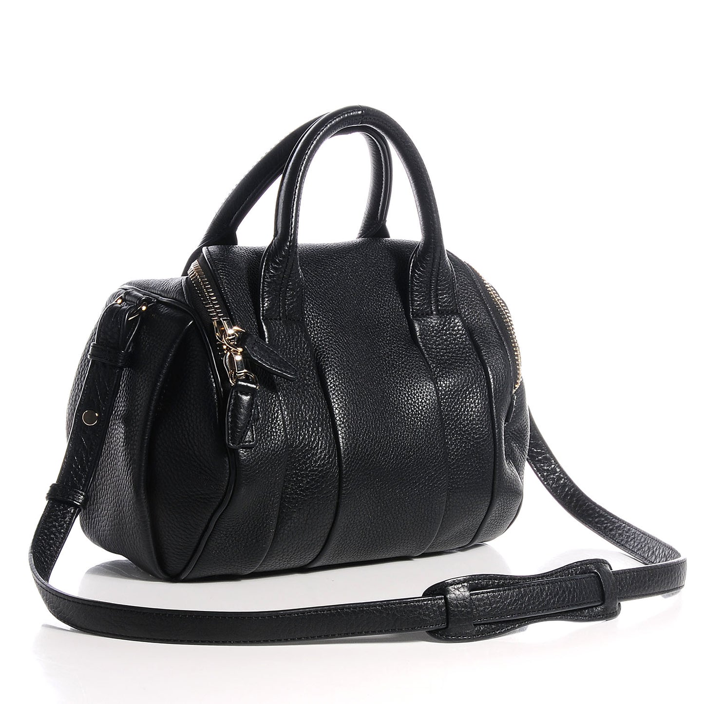 Pebbled Leather Rockie Black w Pale Gold Hardware