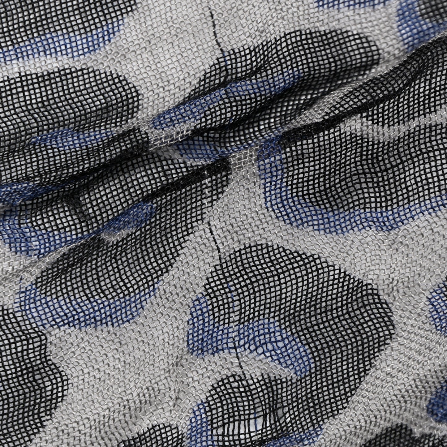 Cashmere Silk Leopard Etole Stole Gris Marine