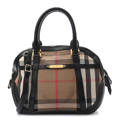 Burberry Bridle Calfskin House Check Small Orchard Bowling Bag Black 1 of 12