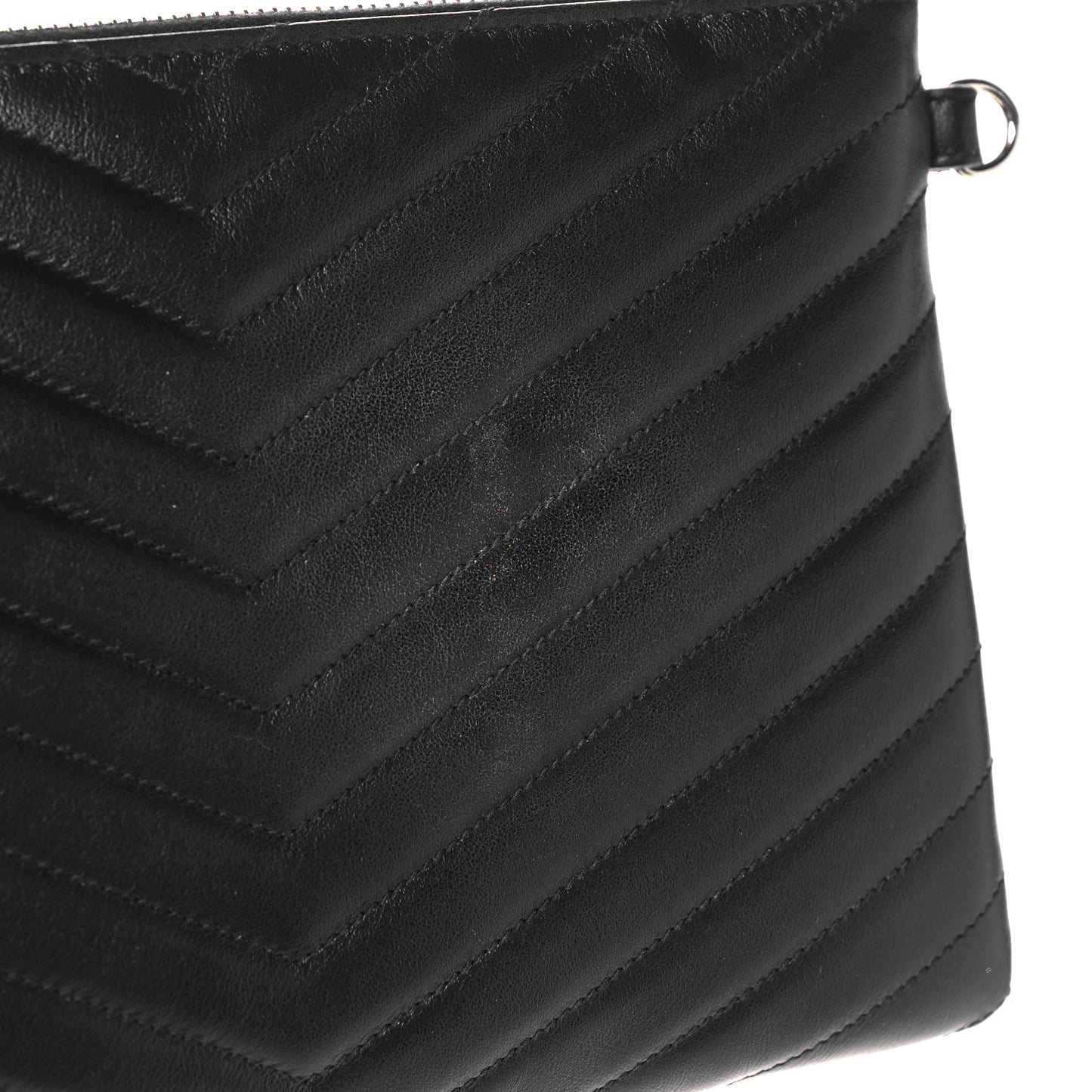 Calfskin Matelasse Chevron Monogram A5 Wristlet Black
