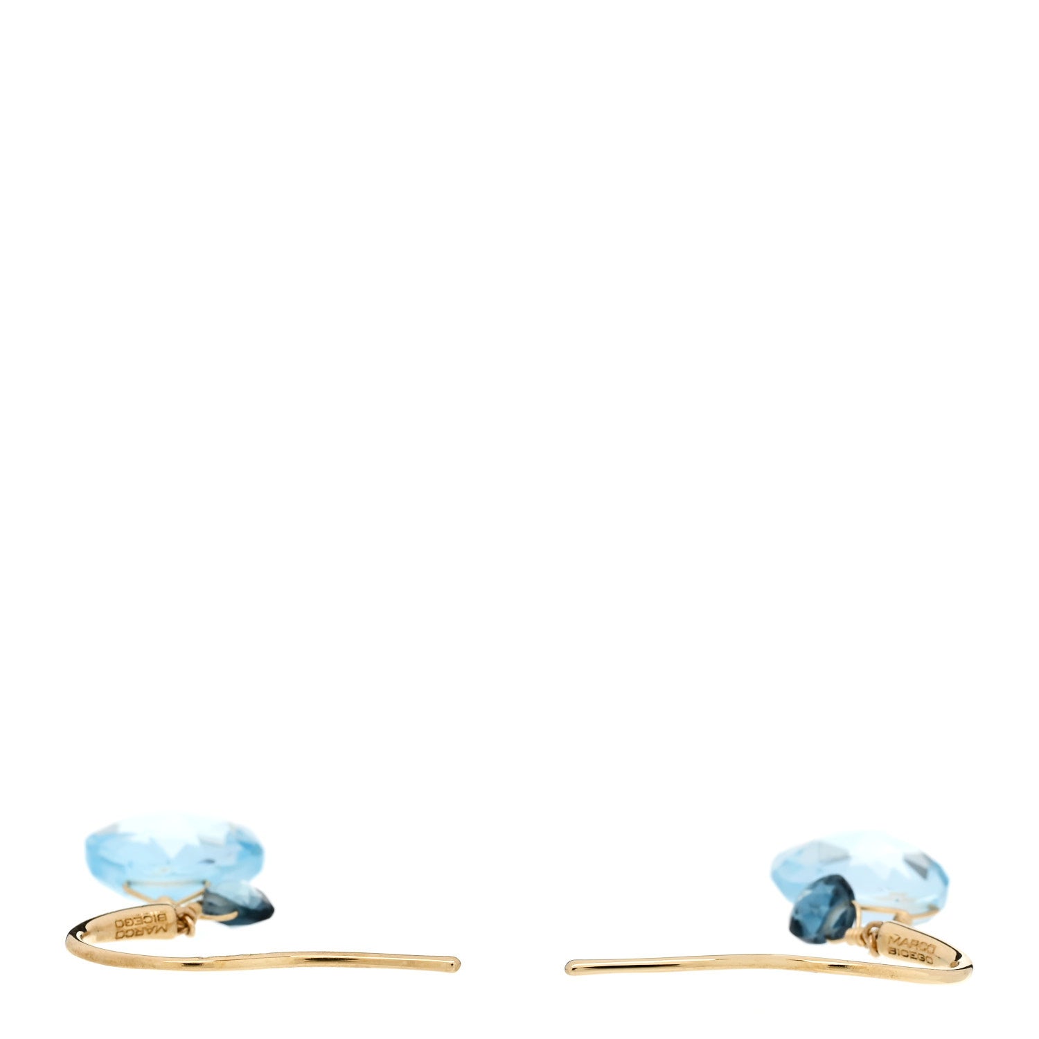 Marco Bicego 18K Yellow Gold Blue Topaz Paradise Hook Drop Earrings 3 of 6