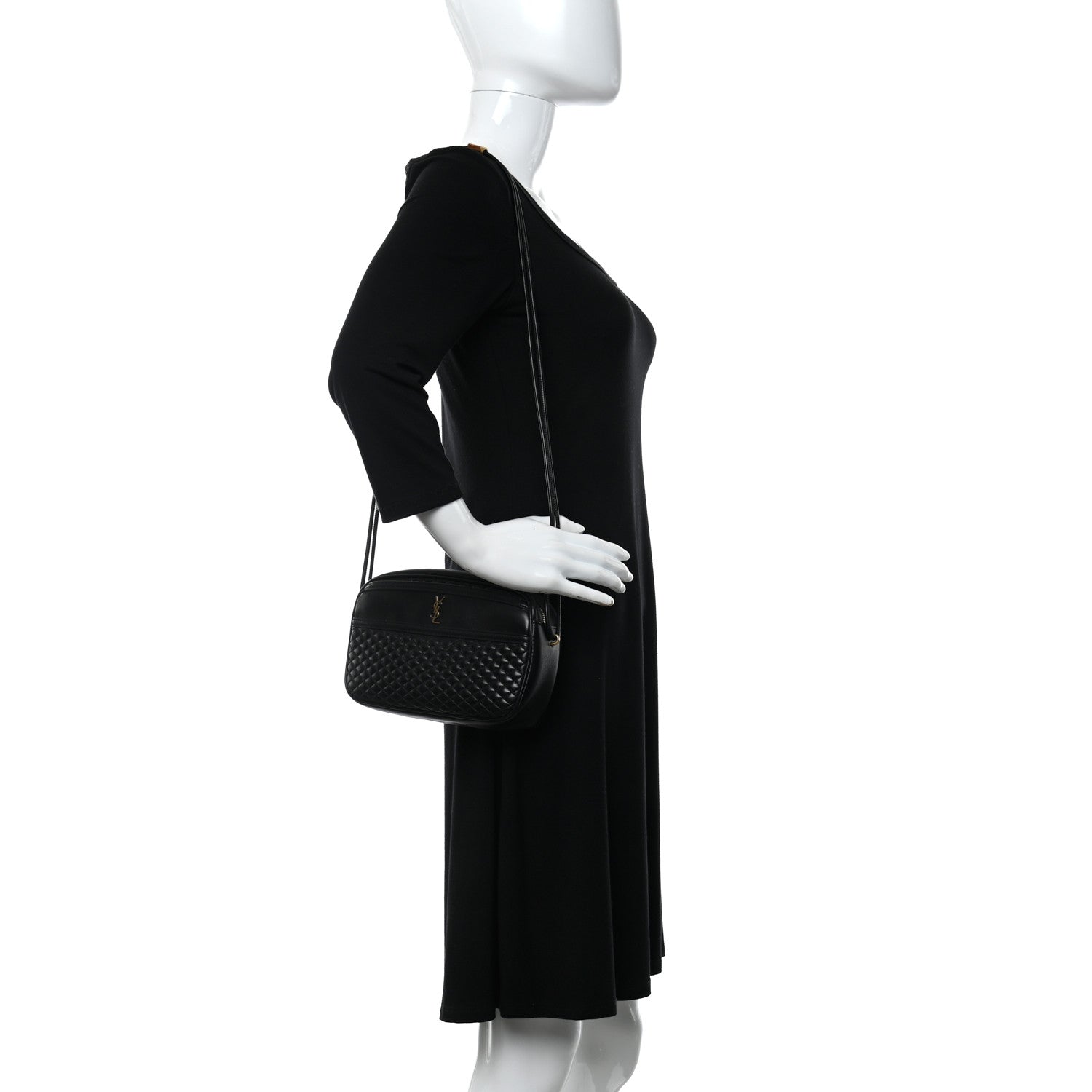 Saint Laurent Lambskin Quilted Victoire Camera Bag Black 2 of 5