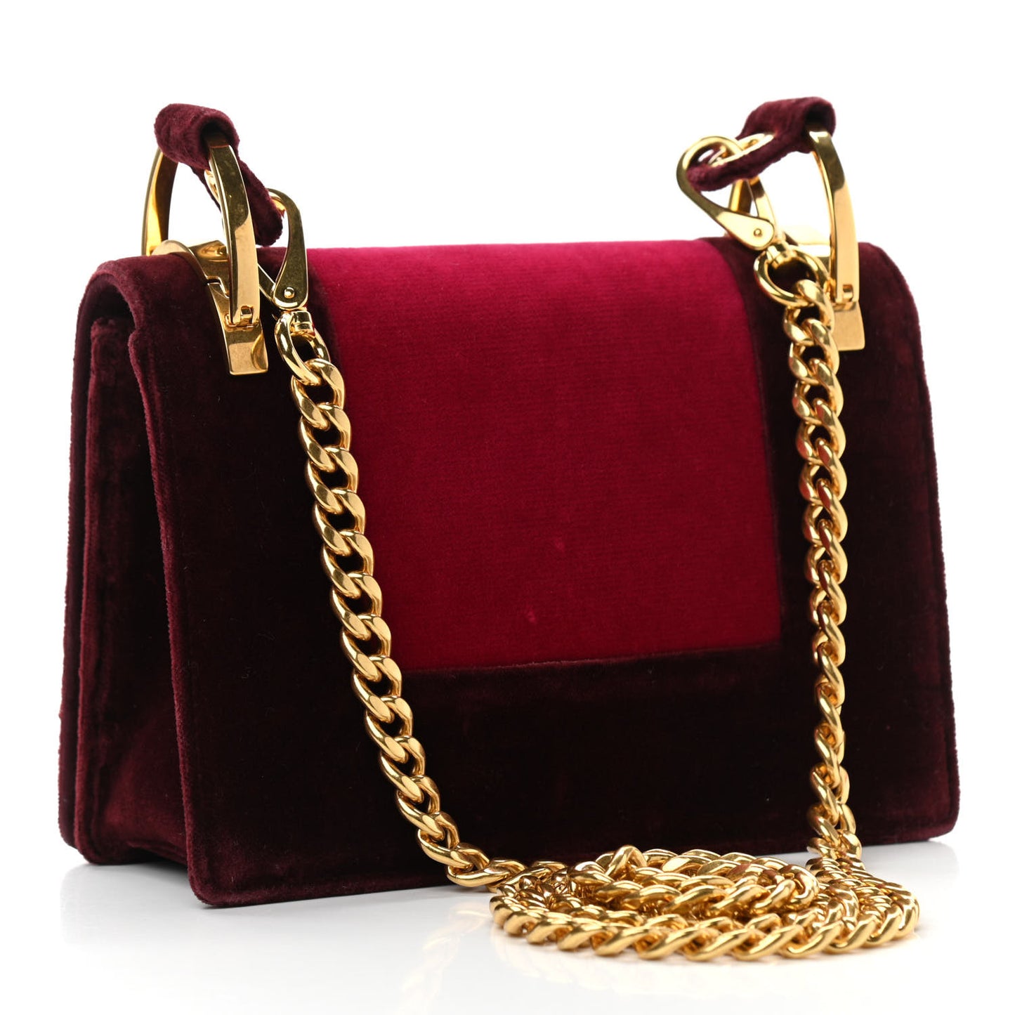 Velvet Bi-Color Chain Crossbody Bag Red