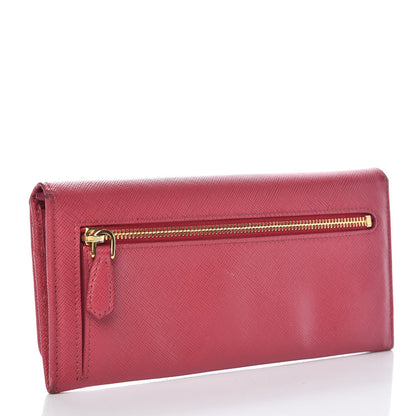 Prada Saffiano Metal Continental Flap Wallet Peonia 3 of 13