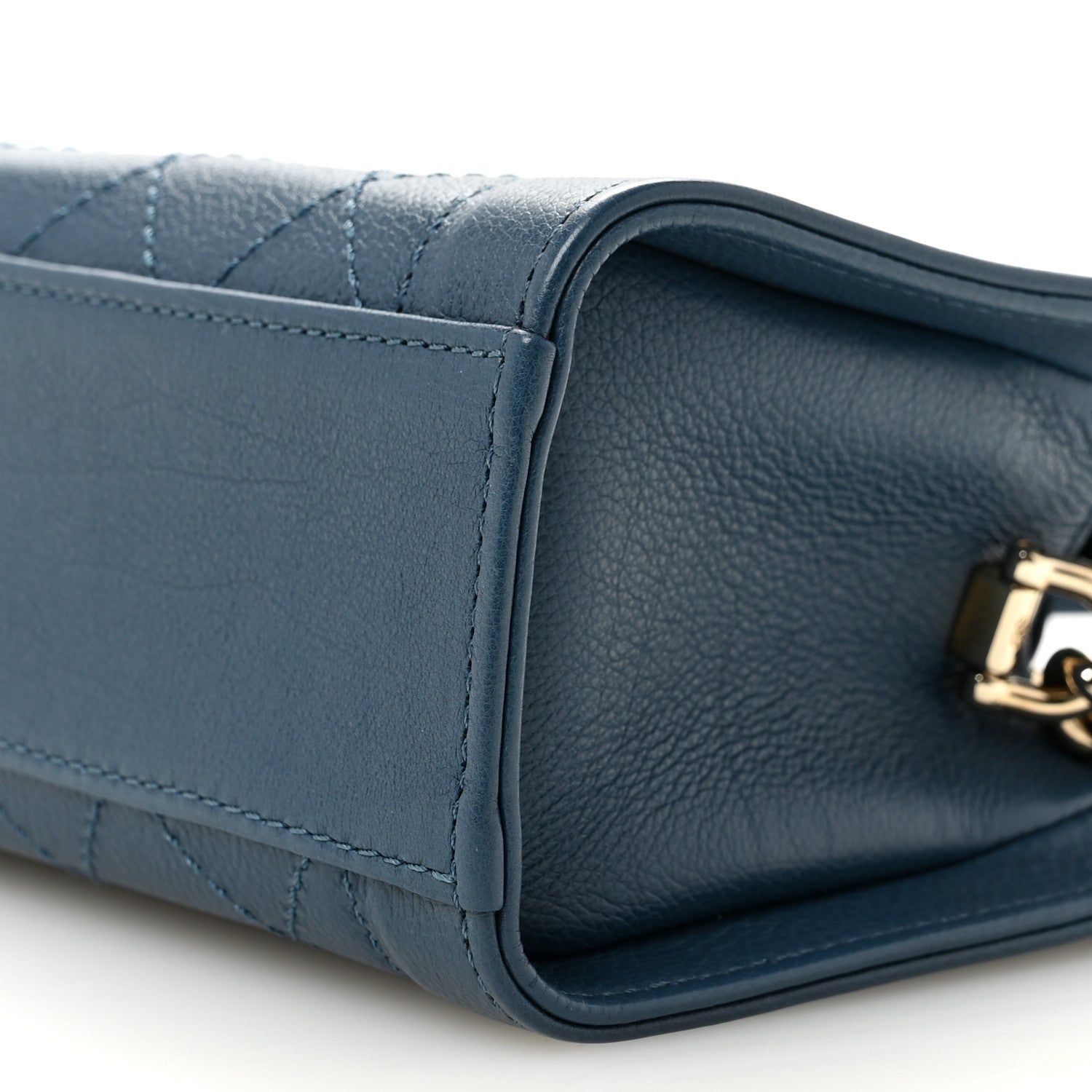 Chanel Grained Calfskin Stitched Mini Label Click Shopper Tote Blue 10 of 11
