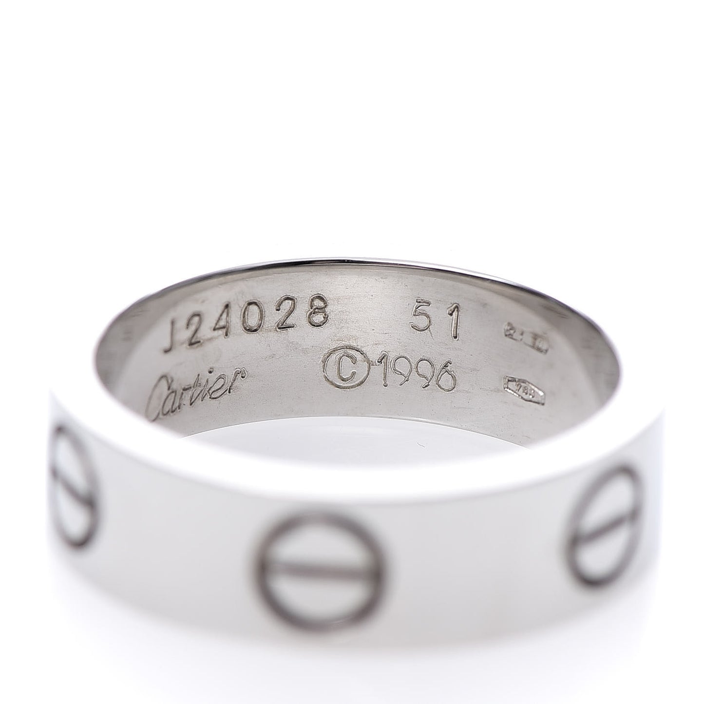 18K White Gold 5.5mm LOVE Ring 51 5.75