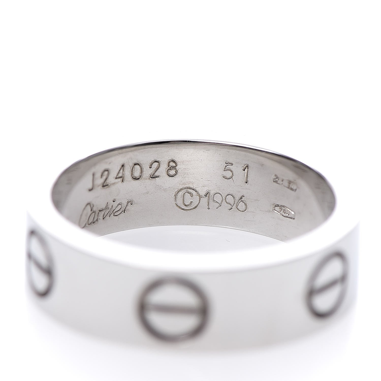 Cartier 18K White Gold 5.5mm LOVE Ring 51 5.75 4 of 4