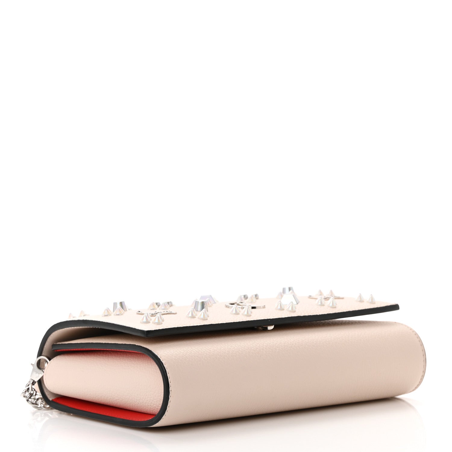 Christian Louboutin Grained Calfskin Spikes Loubinthesky Paloma Clutch Leche 5 of 15