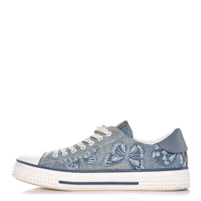 Valentino Garavani Denim Butterfly Embroidered Sneakers 41 Light Denim 1 of 17