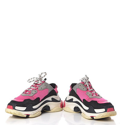 Balenciaga Fabric Mesh Womens Triple S Sneakers 38 Fluo Pink Grey White 5 of 22