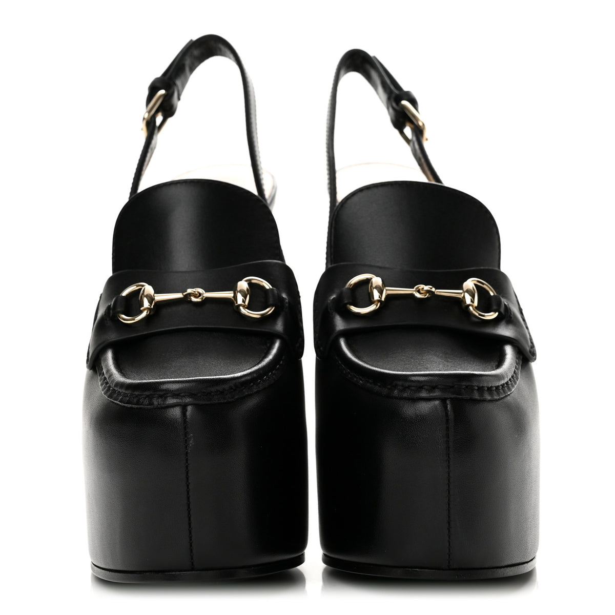 Calfskin Horsebit Platform 70/160mm Slingback Mules 36 Black