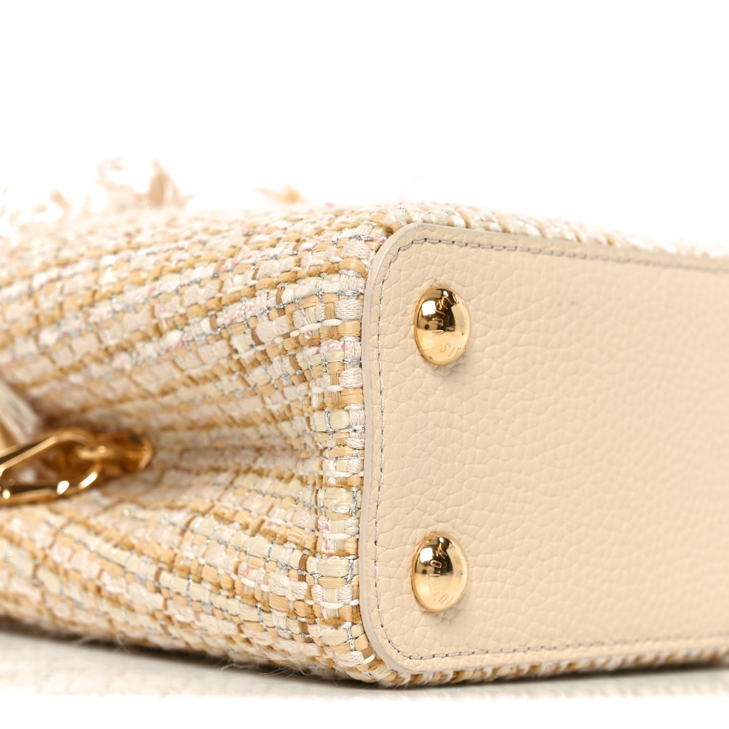 Tweed Taurillon Capucines BB Beige