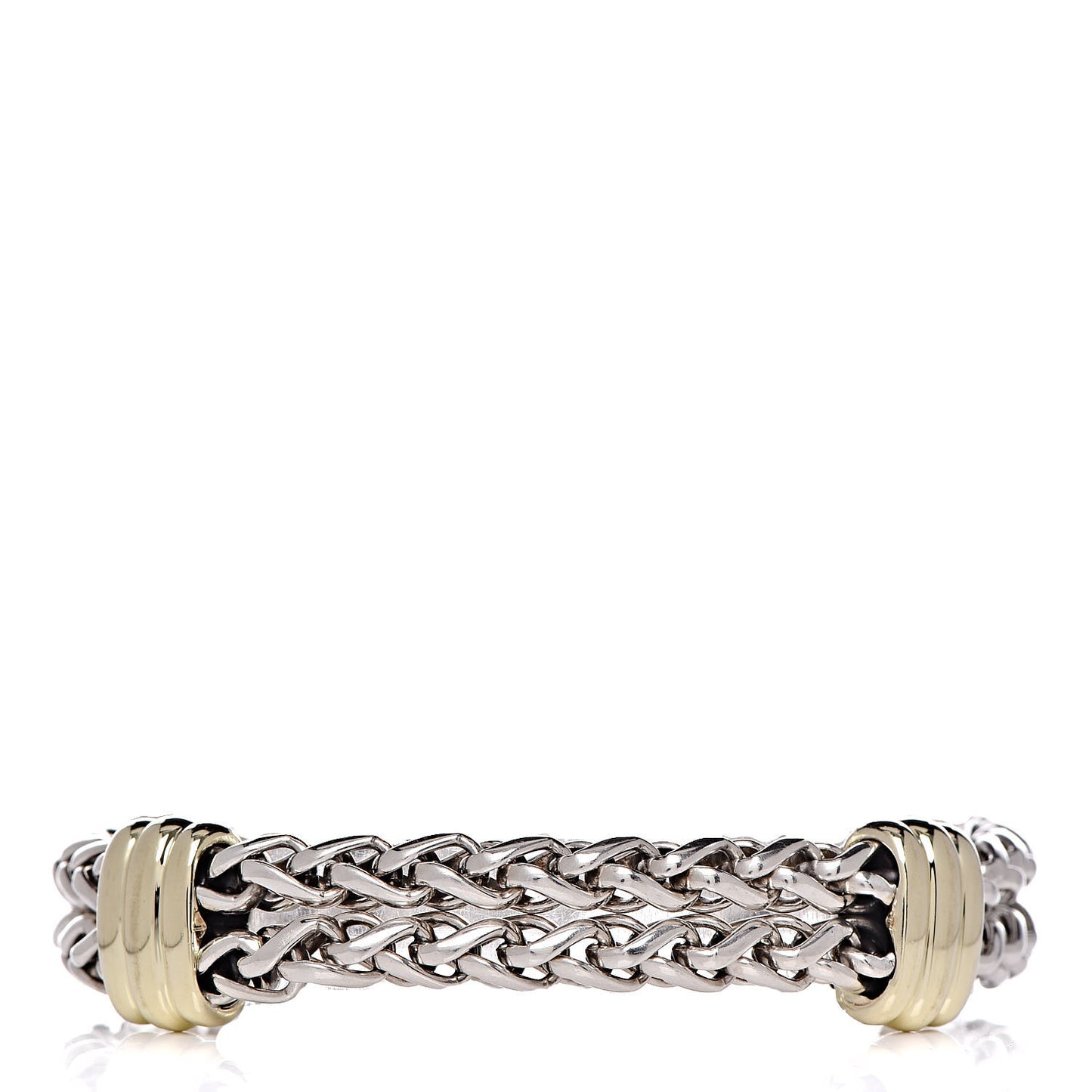 Sterling Silver 14K Yellow Gold Double Wheat Chain Bracelet