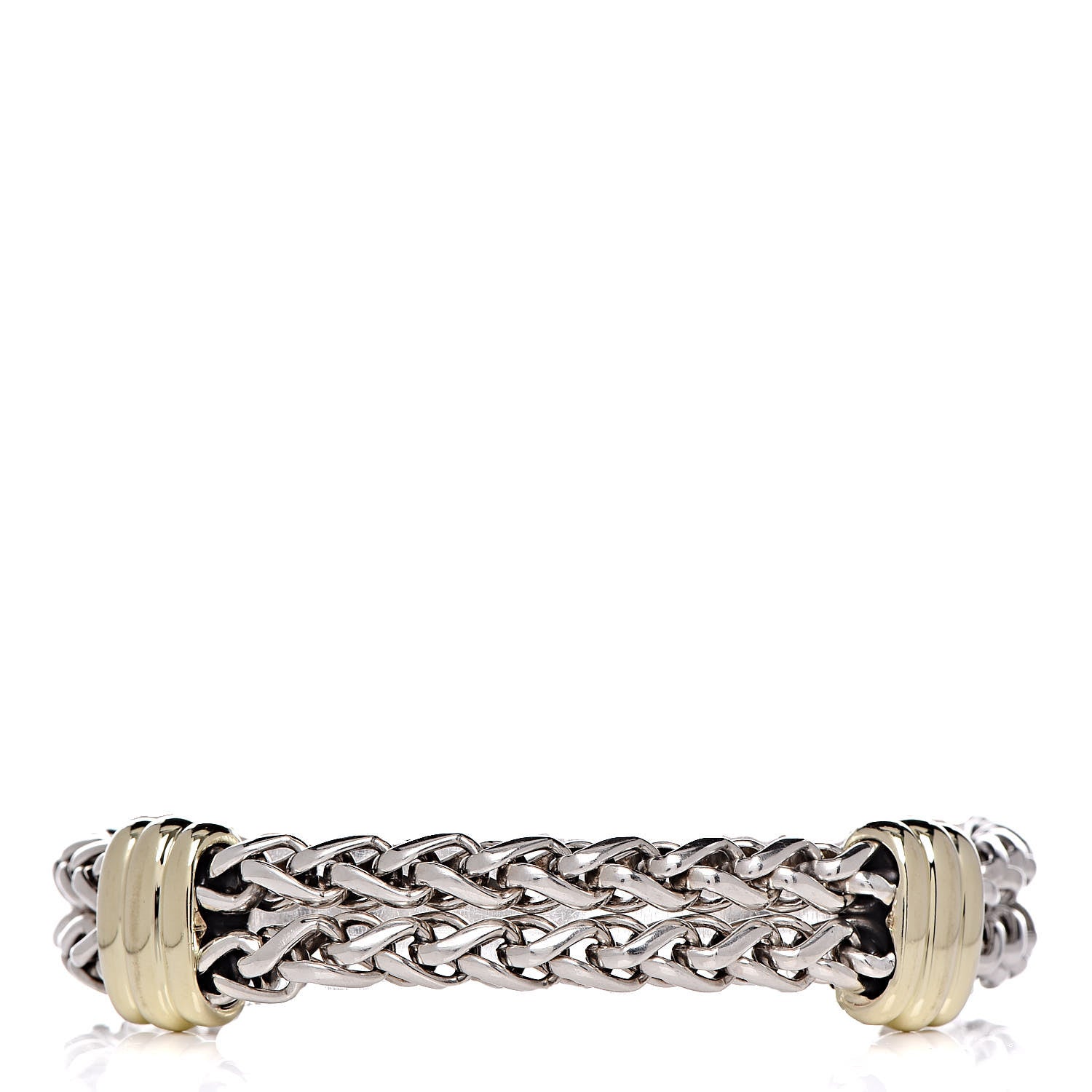 David Yurman Sterling Silver 14K Yellow Gold Double Wheat Chain Bracelet 1 of 5