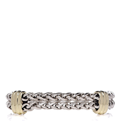 David Yurman Sterling Silver 14K Yellow Gold Double Wheat Chain Bracelet 1 of 5
