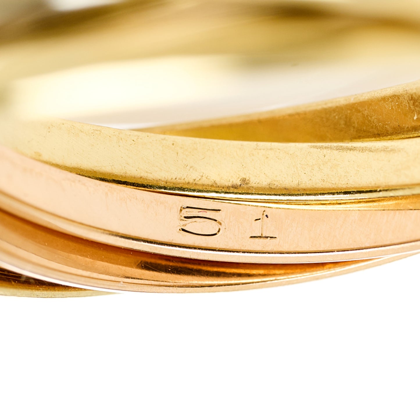 18K Pink White Yellow Gold 7 Band Trinity Ring 51 5.75