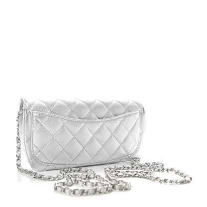 Chanel Metallic Lambskin Quilted Glasses Case With Chain Silver 3 of 11