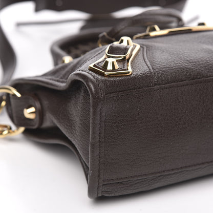Balenciaga Chevre Gold Metallic Edge Hardware Mini City Marron Cacao 8 of 10