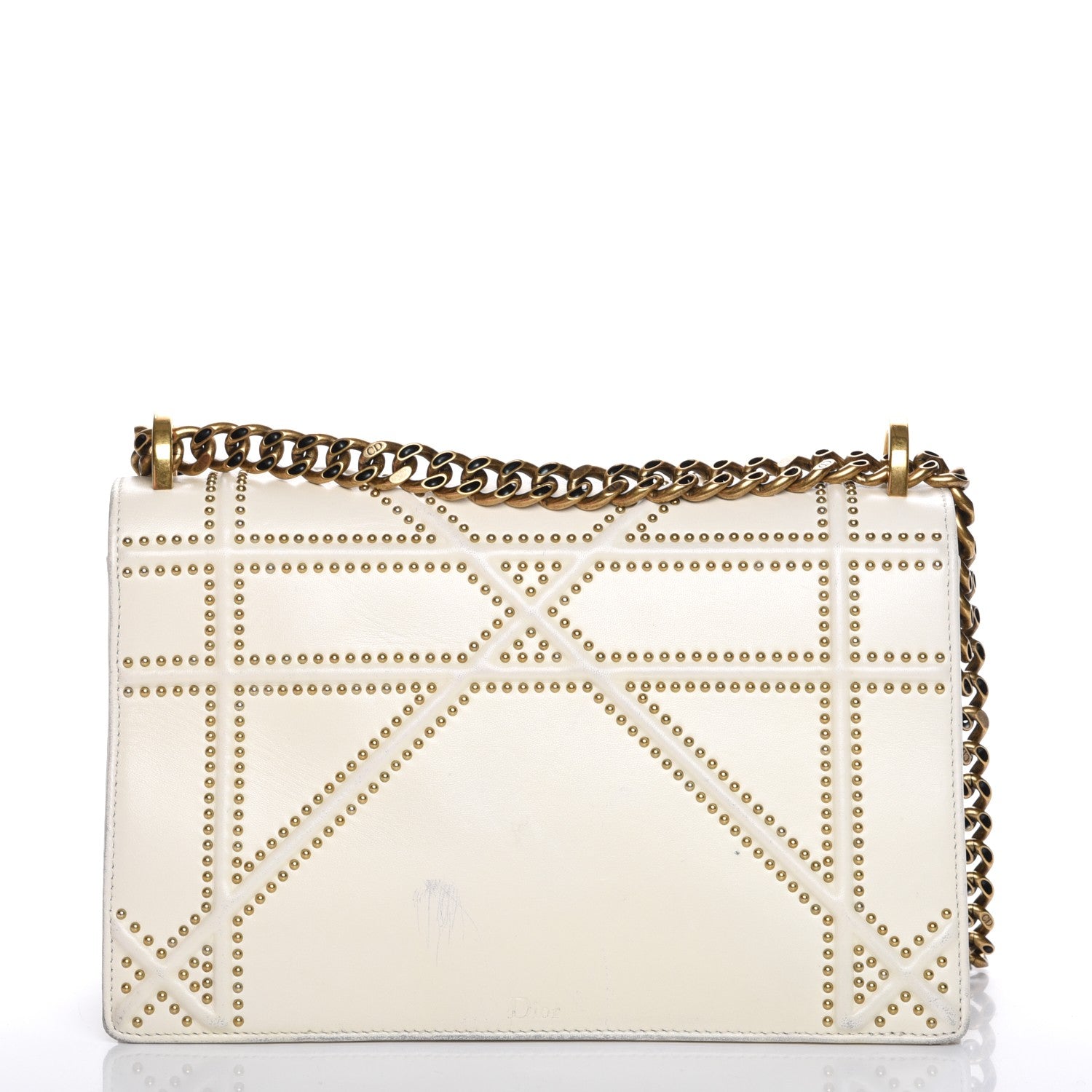 Christian Dior Lambskin Studded Medium Diorama Flap Bag Latte 5 of 24