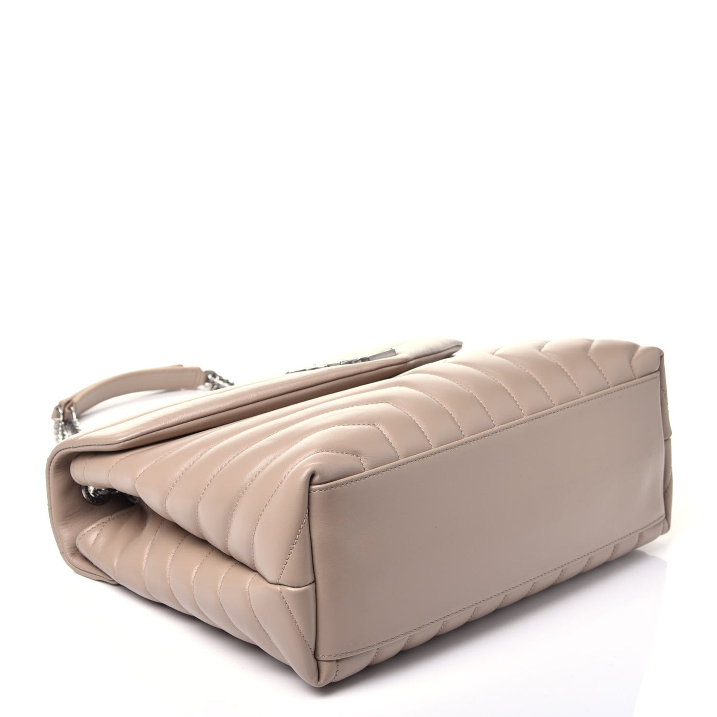 Calfskin Y Quilted Monogram Medium Loulou Chain Satchel Nude Powder