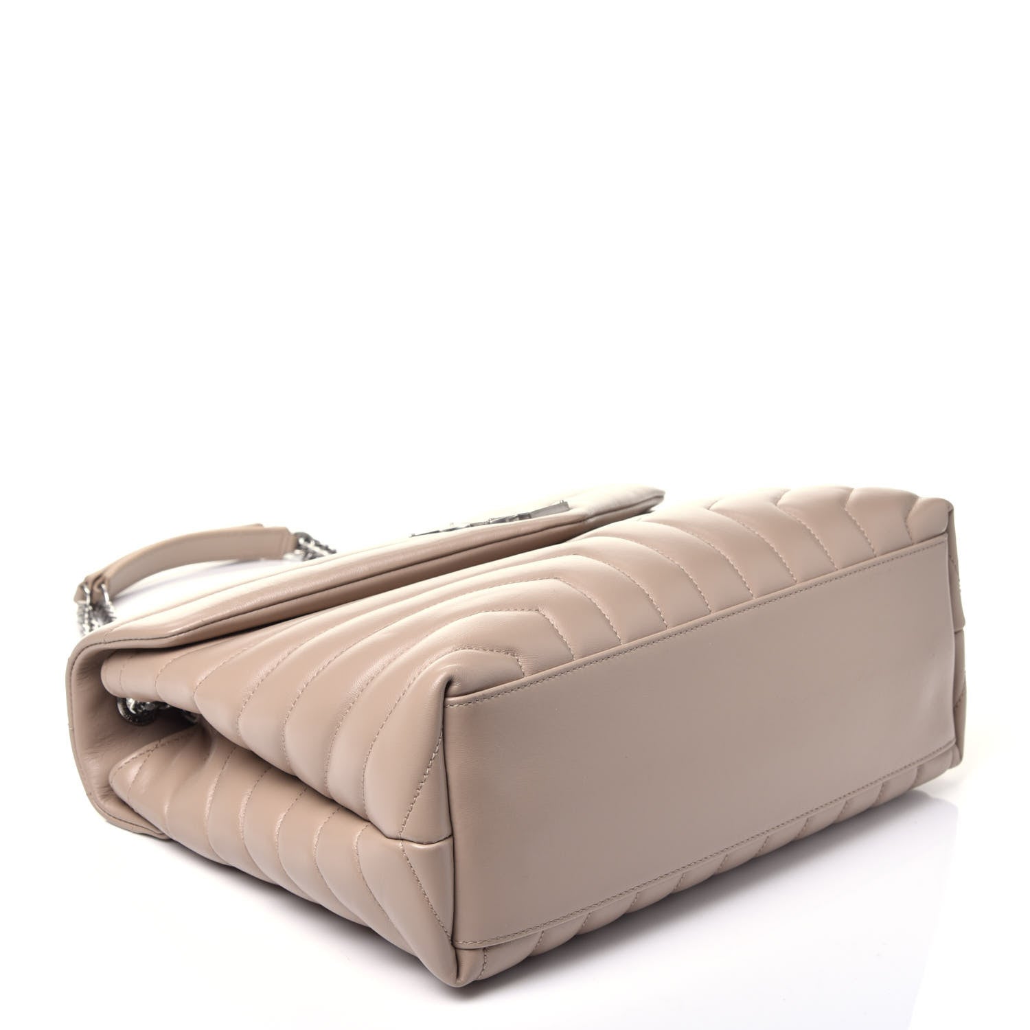 Saint Laurent Calfskin Y Quilted Monogram Medium Loulou Chain Satchel Nude Powder 4 of 9