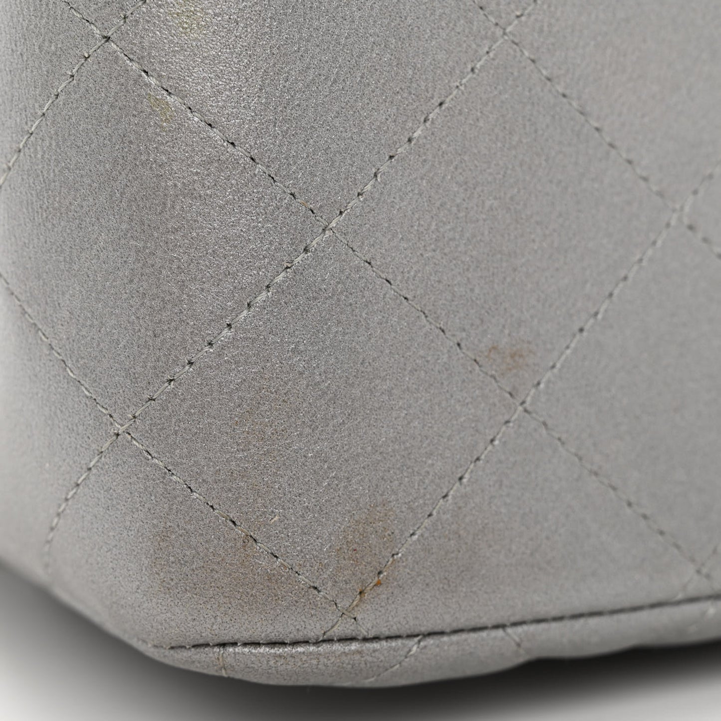 Metallic Lambskin Quilted Jumbo Double Flap Silver