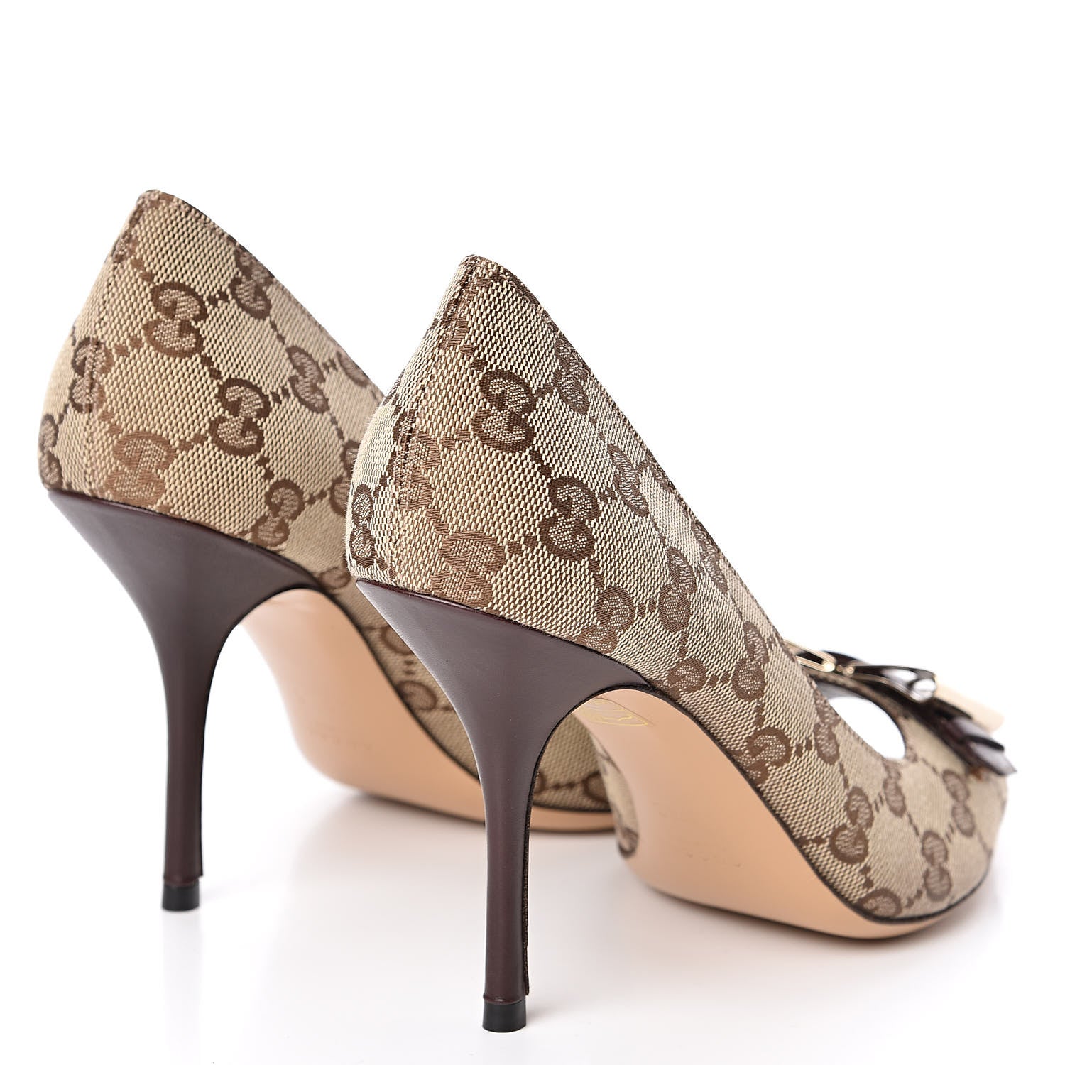 Gucci Monogram Bow Sandals 36.5 Brown 4 of 9