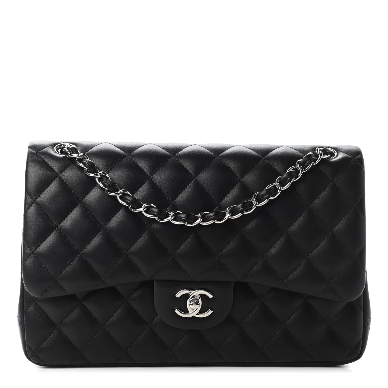 Chanel Lambskin Quilted Jumbo Double Flap Black 1 of 9