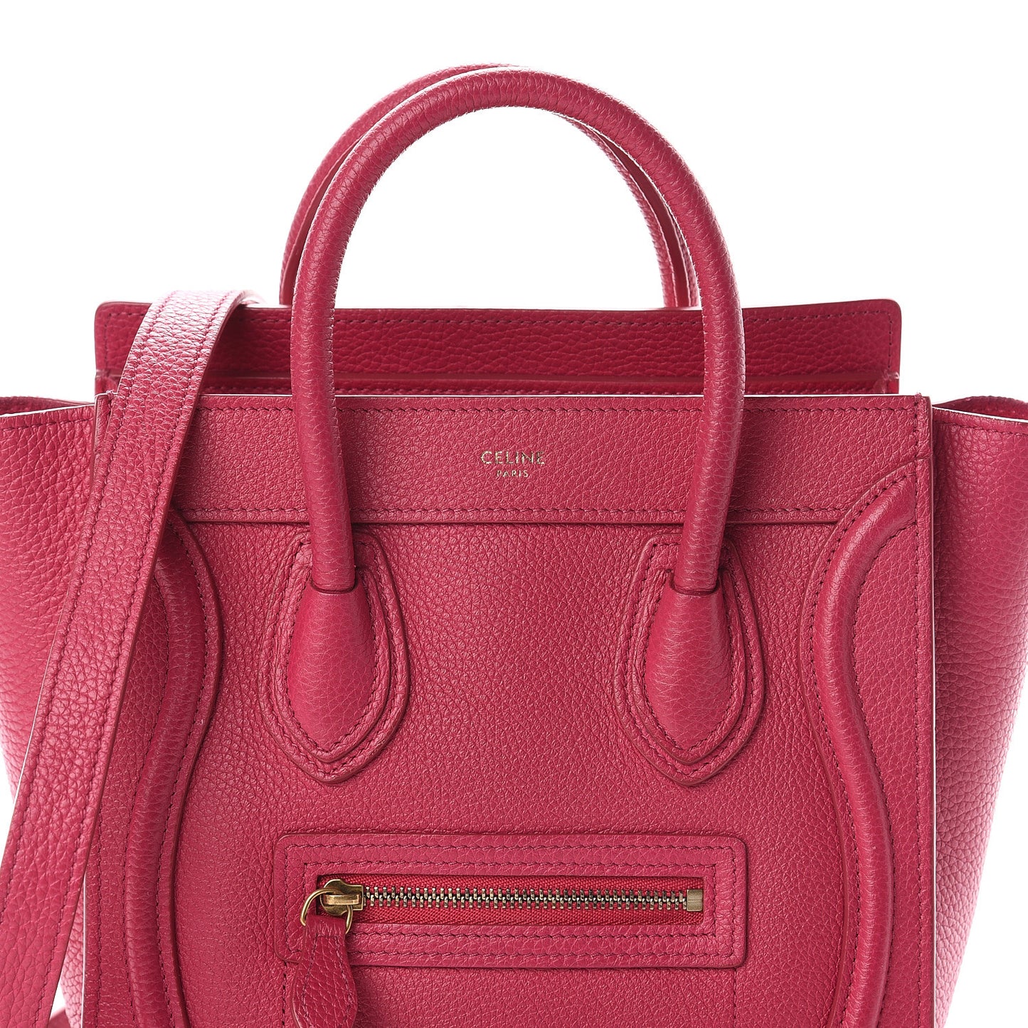Drummed Calfskin Nano Luggage Fuchsia