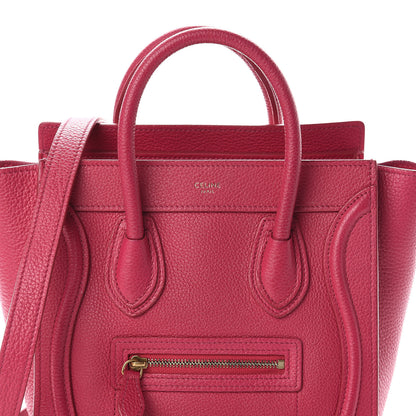 Celine Drummed Calfskin Nano Luggage Fuchsia 6 of 8