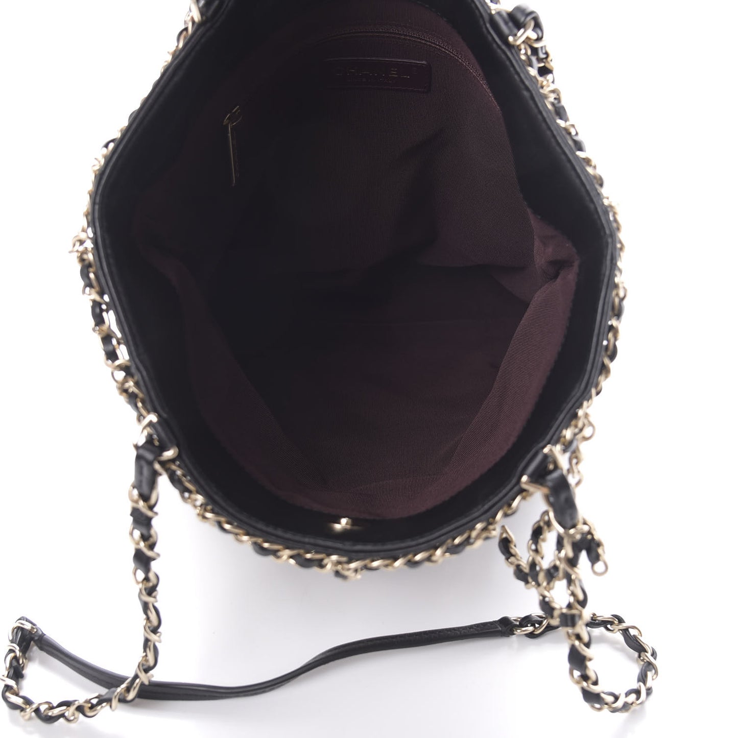 Lambskin Large Shopping Chain Tote Black