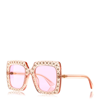 Gucci Acetate Crystal Oversize Sunglasses GG0148S Pink 1 of 8