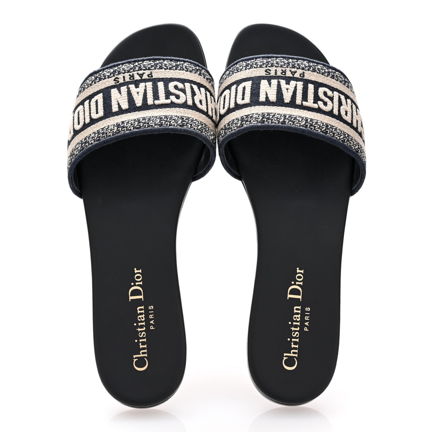 Canvas Embroidered Dway Mules Slide Sandals 38.5 Deep Blue 39 Deep Blue