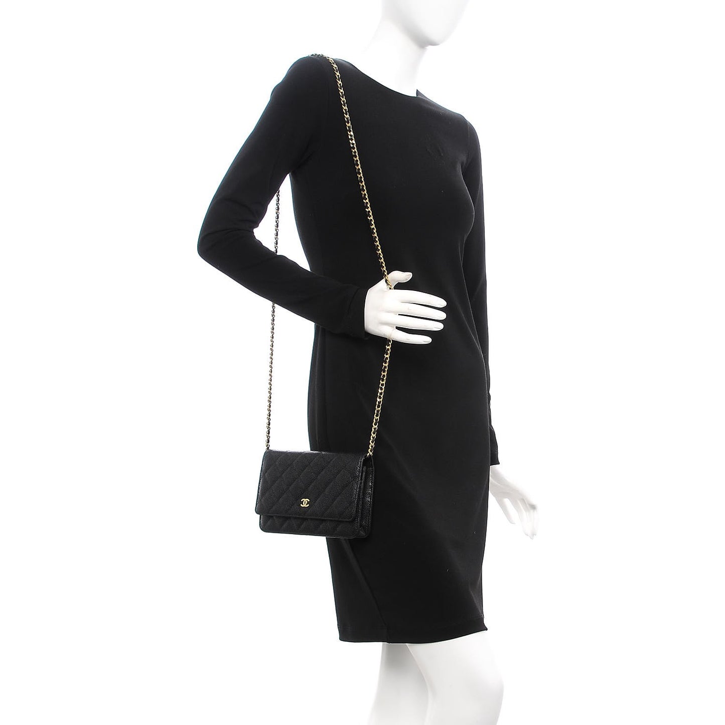 Caviar Quilted Wallet On Chain WOC Black