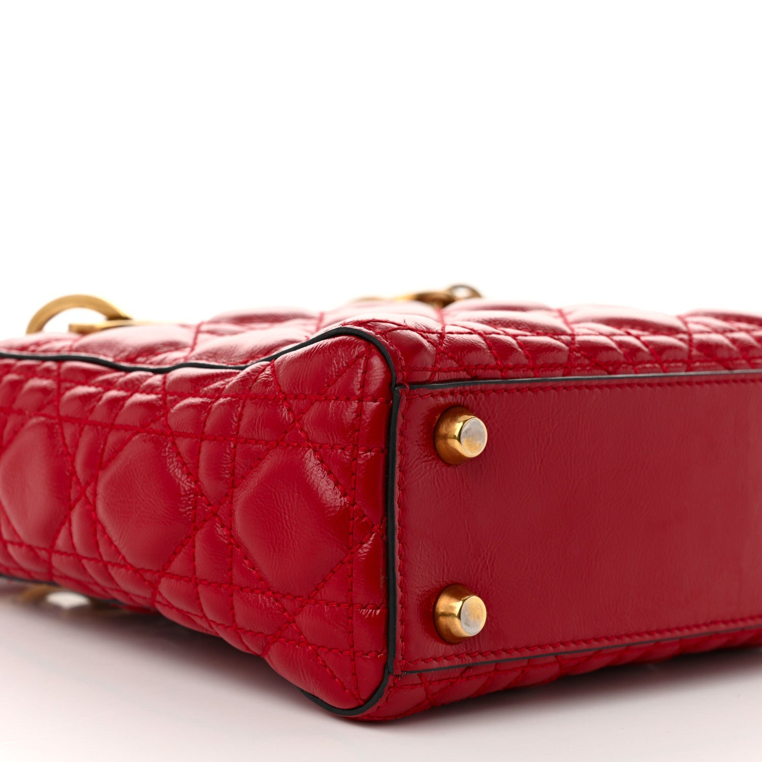 Christian Dior Crinkled Patent Cannage Small Lucky Badges My Lady Dior Red 9 of 11