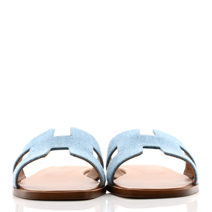 Hermes Denim Canvas Oran Sandals 37 Bleu Clair 2 of 10