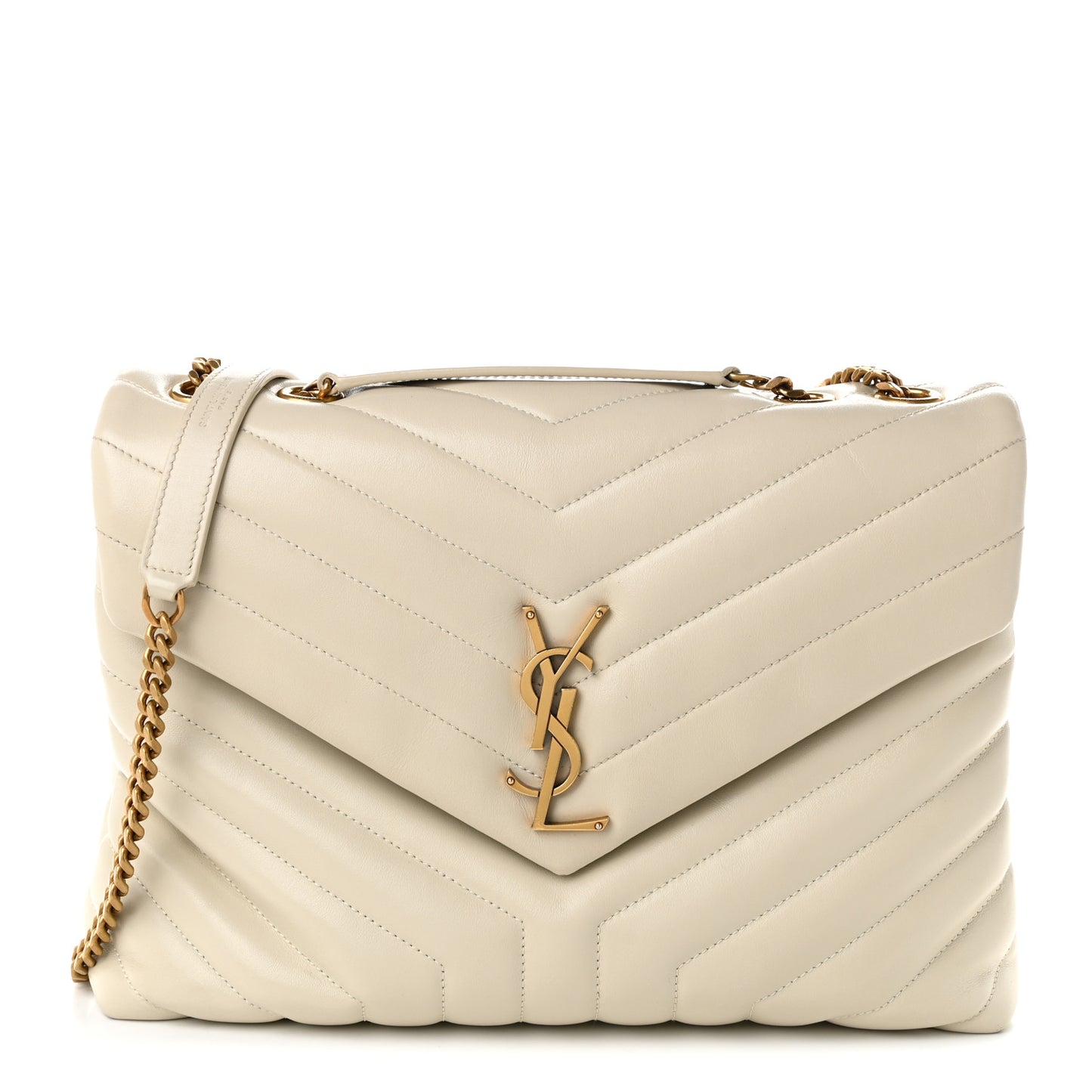 Calfskin Y Quilted Monogram Medium Loulou Chain Satchel Crema Soft