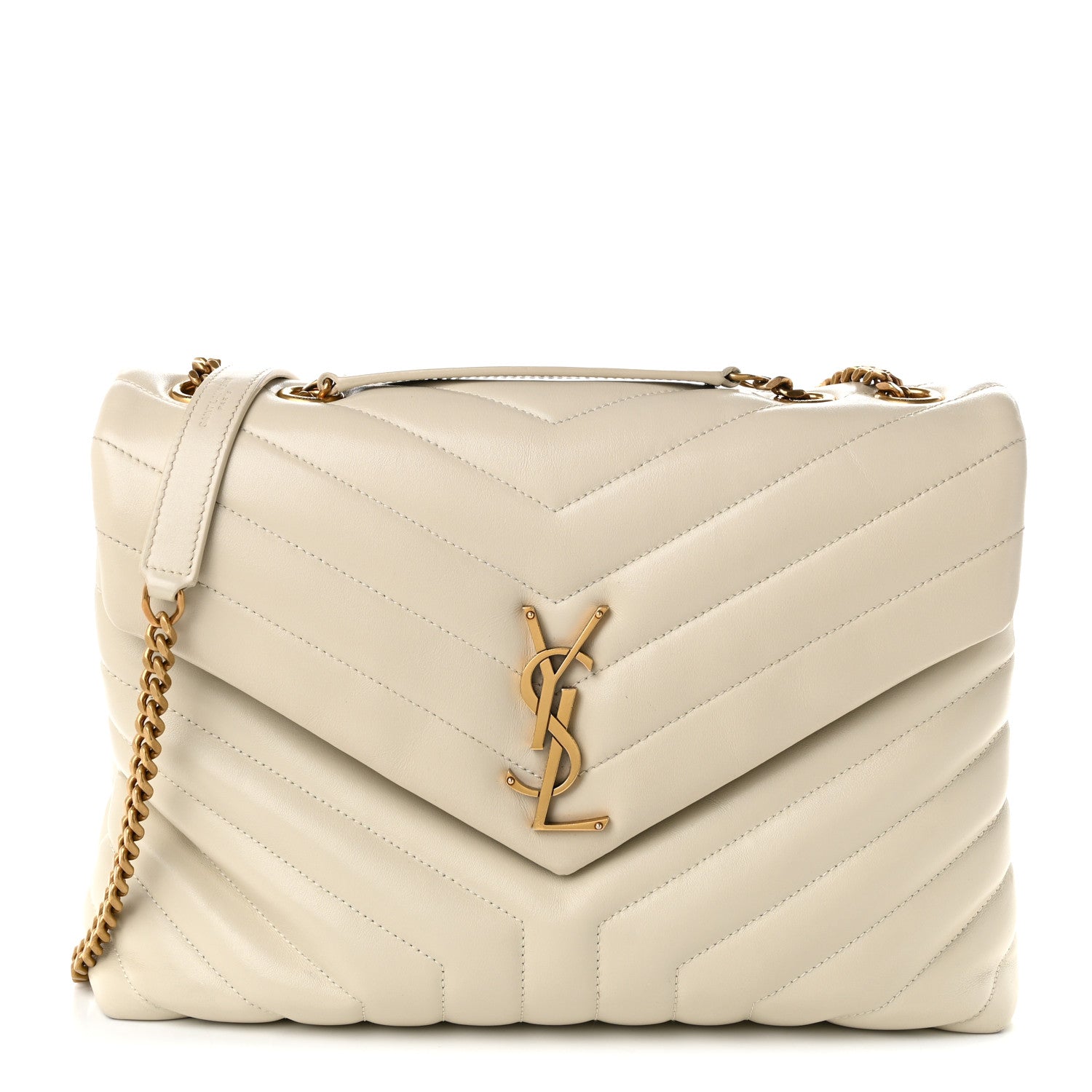 Saint Laurent Calfskin Y Quilted Monogram Medium Loulou Chain Satchel Crema Soft 1 of 11
