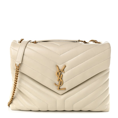 Saint Laurent Calfskin Y Quilted Monogram Medium Loulou Chain Satchel Crema Soft 1 of 11