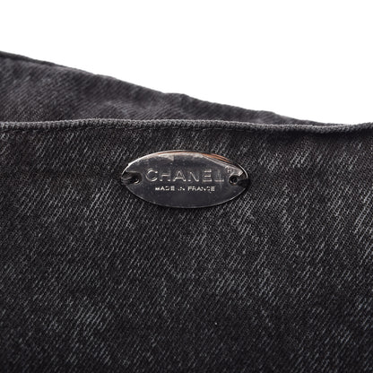 Chanel Denim Quilted Denimpression XXL Flap Grey Black 8 of 10