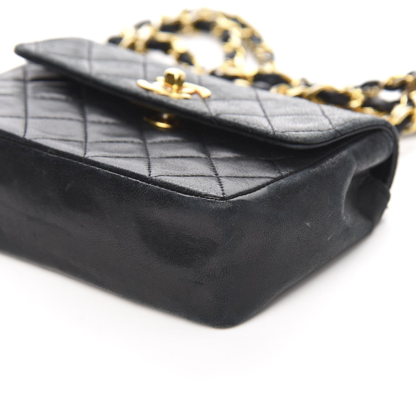 Lambskin Quilted Extra Mini Flap Black