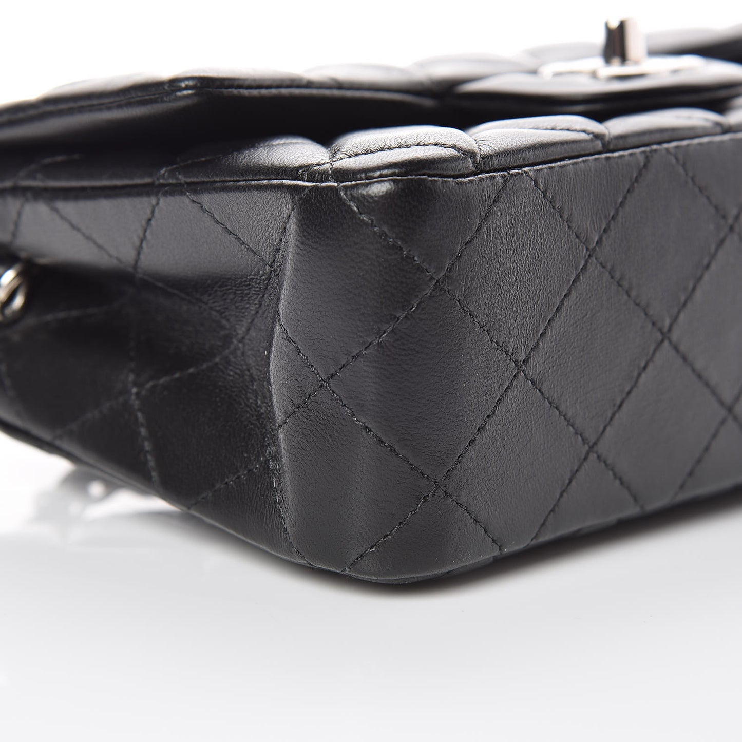 Lambskin Quilted Mini Rectangular Flap Black