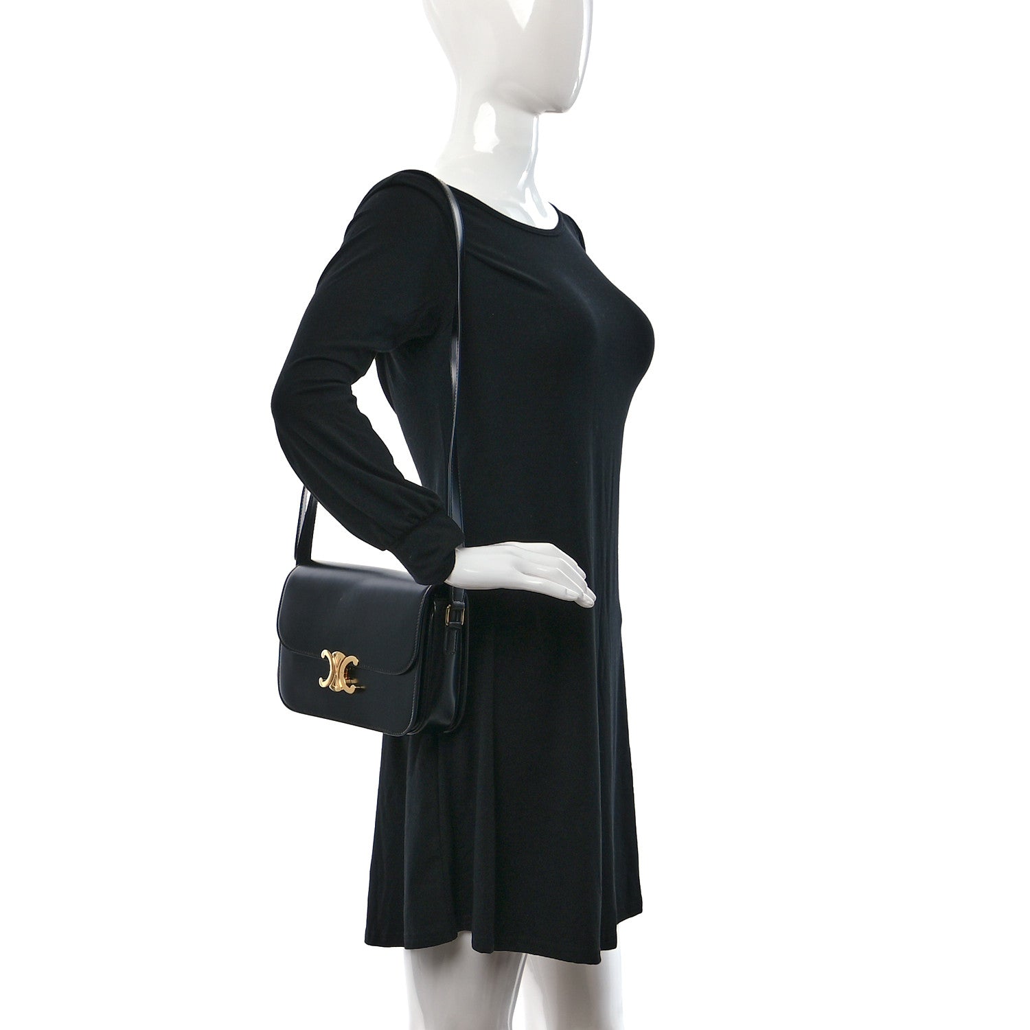 Celine Shiny Calfskin Medium Triomphe Black 2 of 9