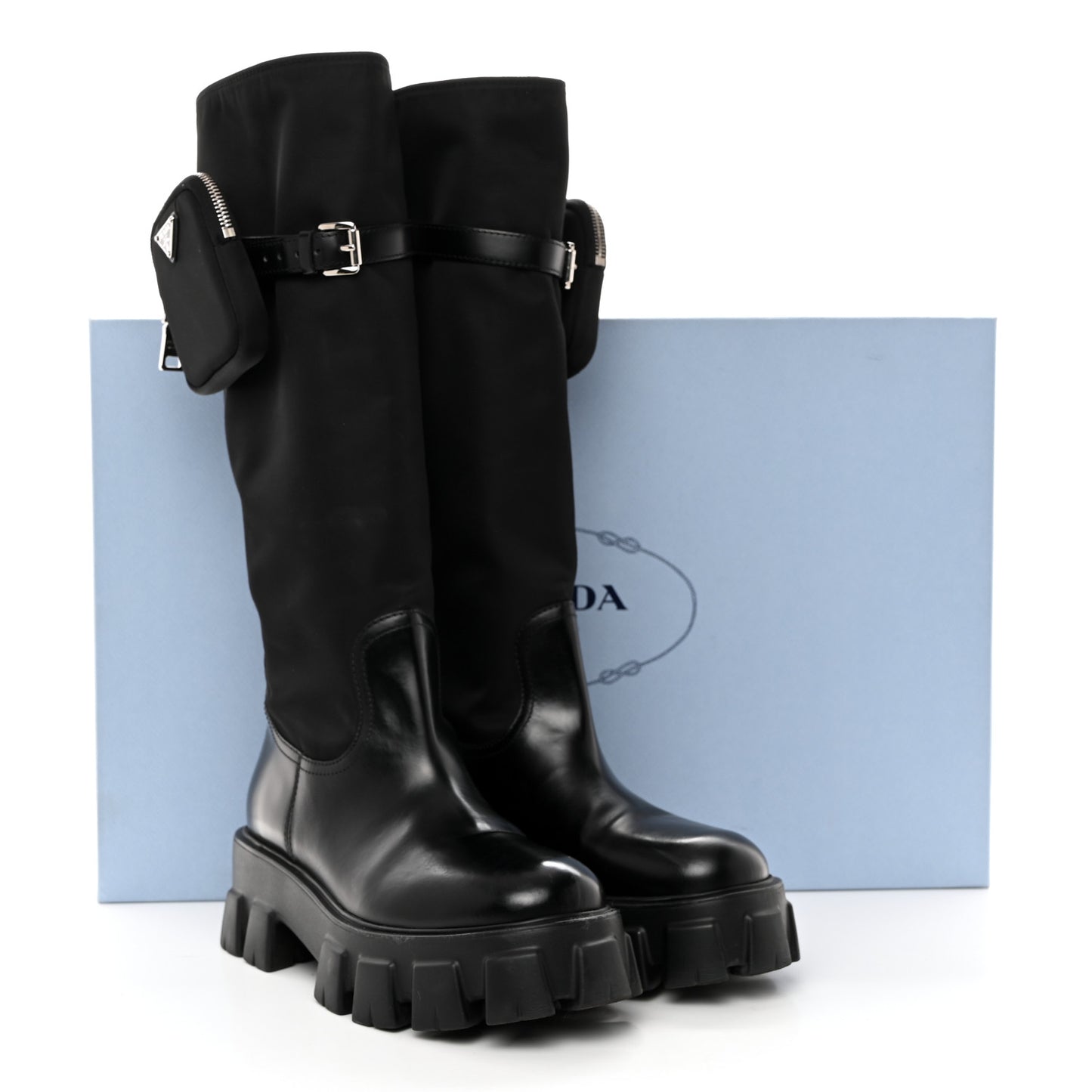 Spazzolato Rois Re-Nylon Metal Triangle Logo Monolith Pouch Pocket 55mm Tall Boots 41 Black